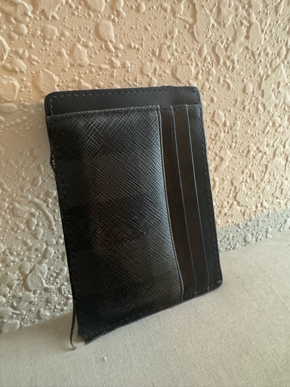 Burberry Black Textured Leather Card & Key Holder